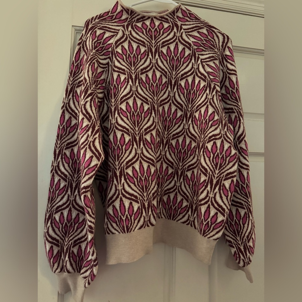 Anthropologie Mock Neck Sweater Raglan sleeve XL